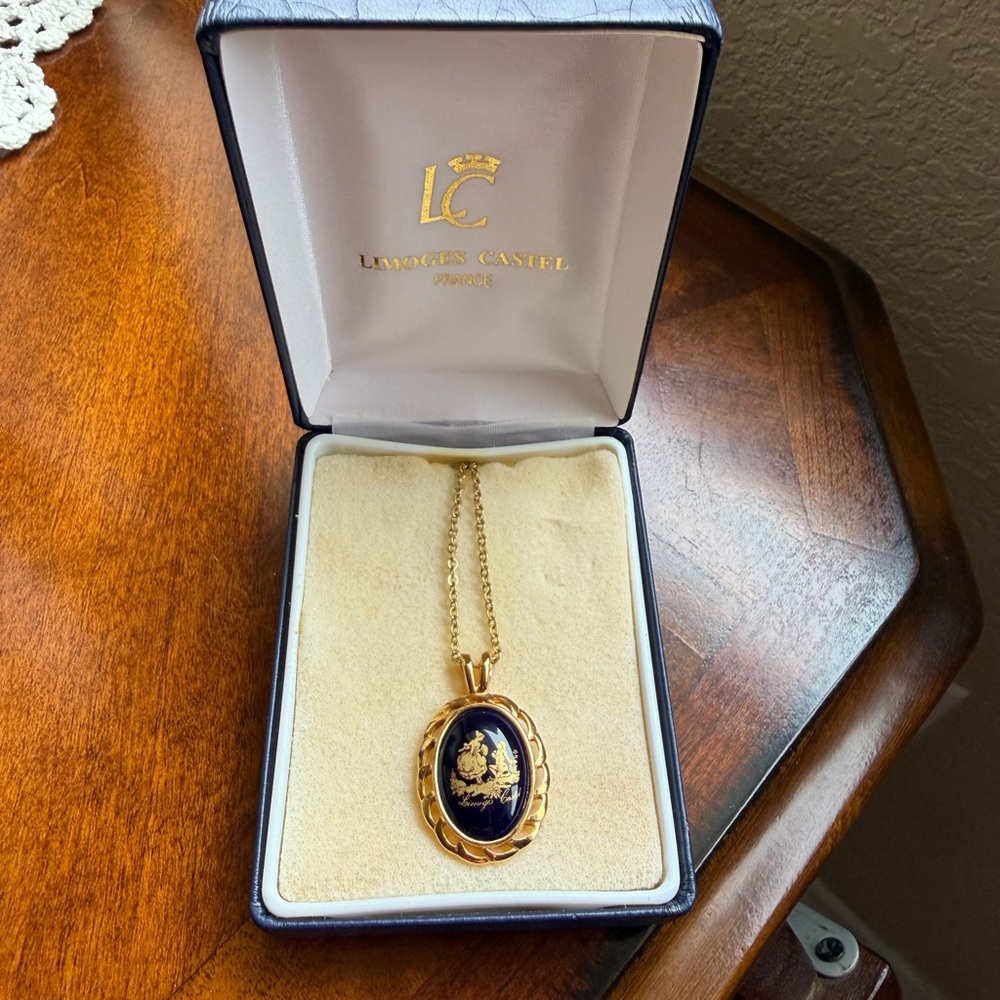 Blue and Gold Pendant Necklace